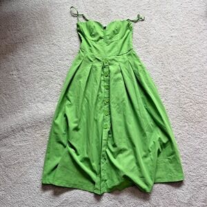 Amy Enjoy Life Dress Womens Medium Green‎ Midi Holiday Vacation Pockets
